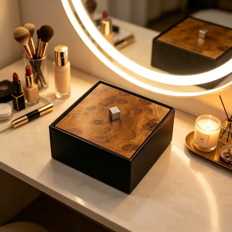 Jewelry Organizer Watches - กล่องเก็บนาฬิกาหรูหราสไตล์อิตาลี กล่องใส่เครื่องประดับสแตนเลส กล่องเก็บนาฬิกาลายไม้ ของตกแต่งตู้เสื้อผ้า ของใช้จัดเก็บในบ้าน