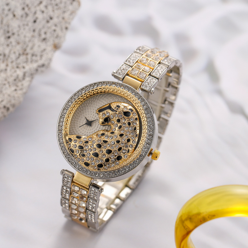 Jewelry Clasp Watches - UTHAI H30 นาฬิกาผู้หญิงลายเสือดาวเพชรควอตซ์แฟชั่นบุคลิกภาพสุภาพสตรีเครื่องประดับสร้อยข้อมือนาฬิกา