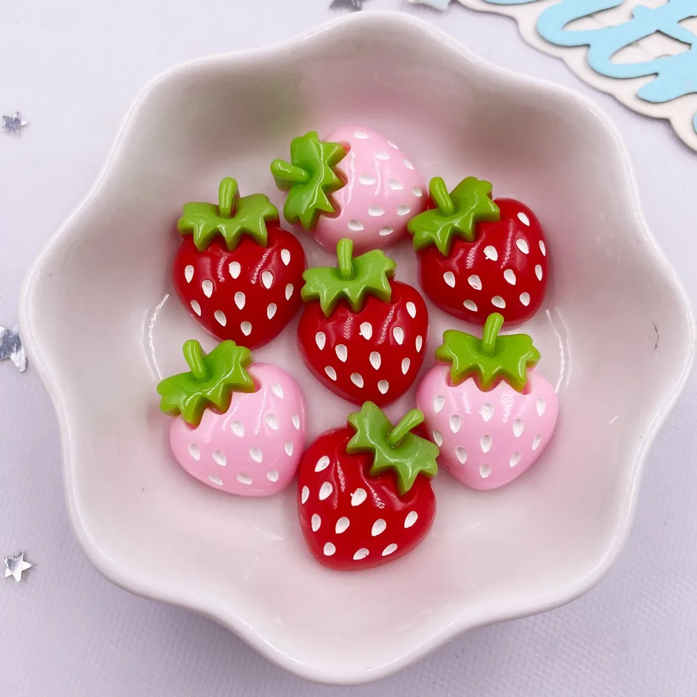 Paradise Jewelry & Watches Llc - 10PCS เรซิ่น Kawaii การ์ตูนที่มีสีสันสตรอเบอร์รี่ Flatback หินตกแต่งสมุดภาพ