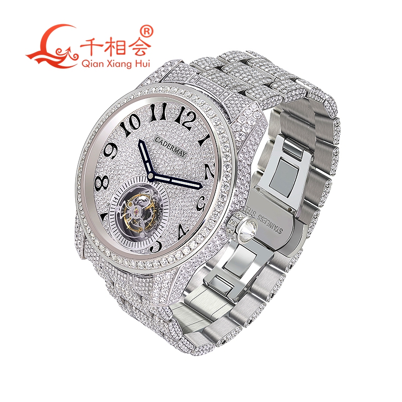 Vvs Jewelry Watches - นาฬิกาข้อมือผู้ชายสุดหรูเต็มรูปแบบของ VVS นาฬิกาเครื่องประดับเพชร Moissanite สีขาวเพื่อการบอกเวลาที่หรูหรา