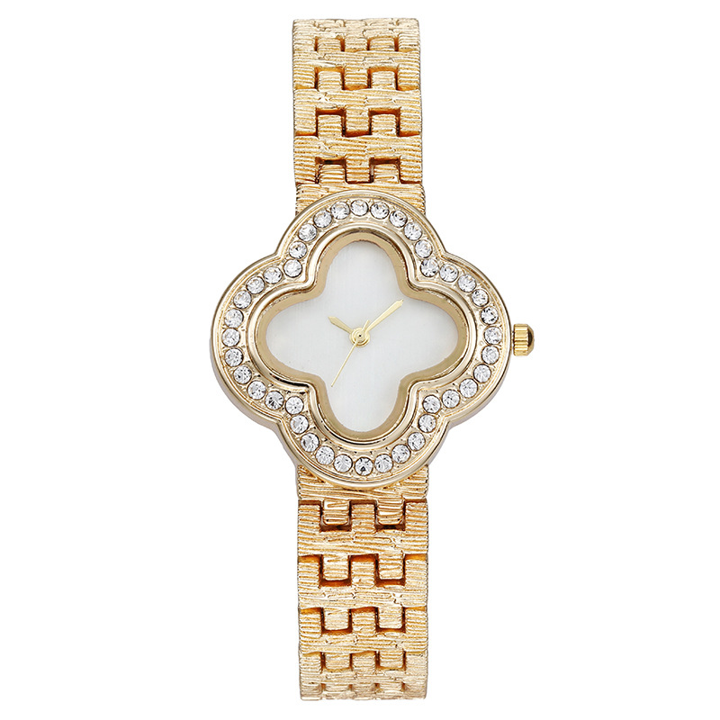 Jewelry Diamond Watches - นาฬิกาควอตซ์ของผู้หญิง หน้าปัดเพชรโคลเวอร์สี่แฉก นาฬิกาแฟชั่นสำหรับผู้หญิง นาฬิกาลำลองสำหรับสุภาพสตรี นาฬิกาสำหรับสวมใส่ทุกวัน ของขวัญสำหรับสาวๆ