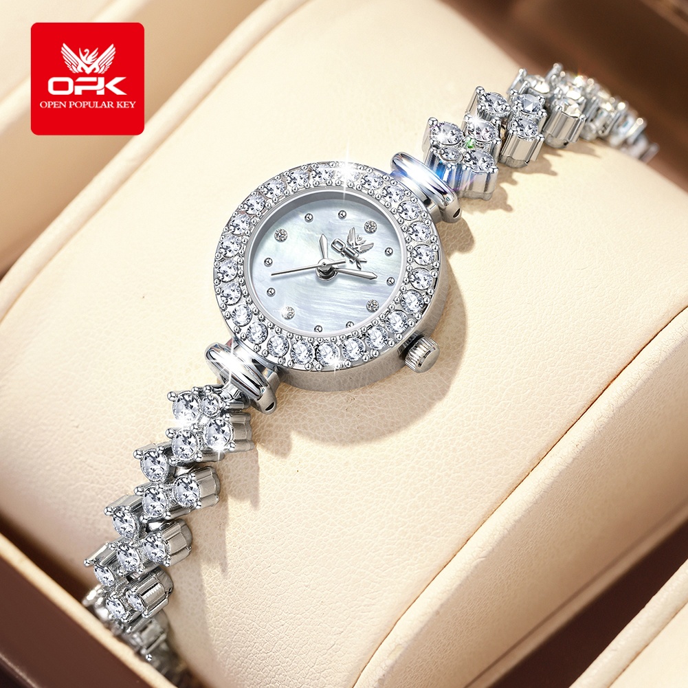Jewelry Diamond Watches - นาฬิกาควอตซ์ OPK 6057 ประดับเพชรเต็มเรือนสำหรับผู้หญิง หรูหรา สง่างาม