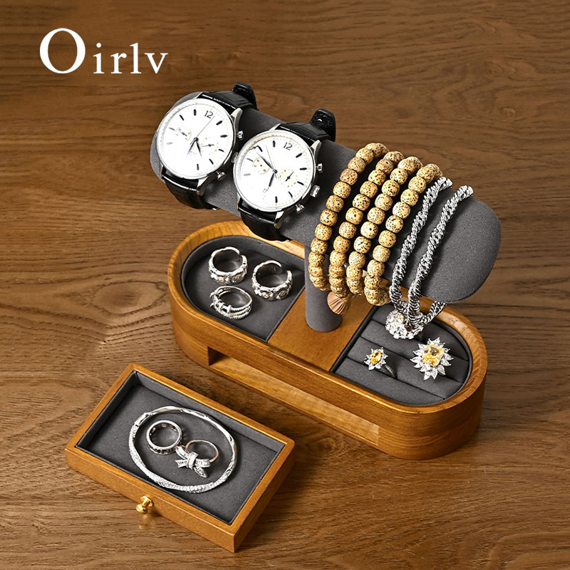 Jewelry Organizer Watches - Oirlv ไม้เนื้อแข็งนาฬิกาออแกไนเซอร์ชั้นวาง T-bar นาฬิกาผู้ถือออแกไนเซอร์ตู้โชว์สร้อยข้อมือกําไลข้อมือเครื่องประดับยืนแสดงนาฬิกาการจัดเก็บ