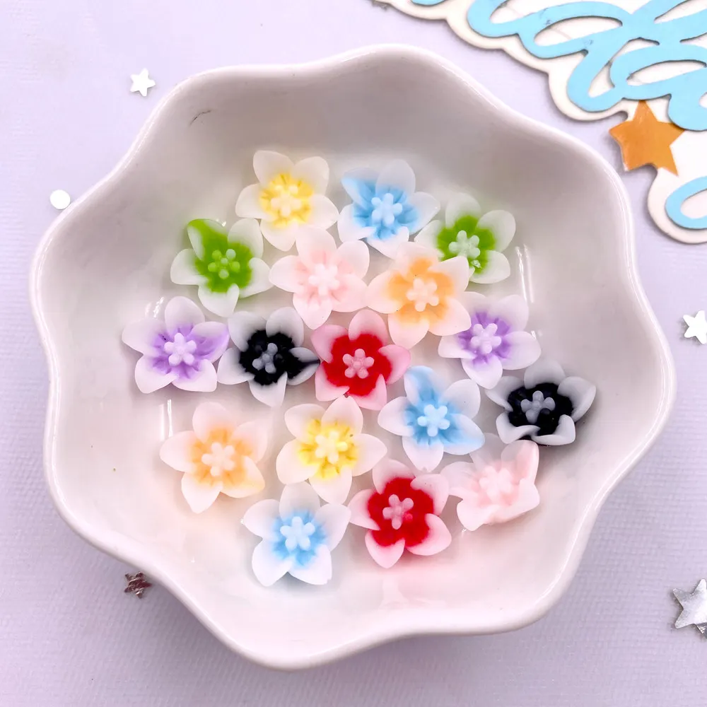 Paradise Jewelry & Watches Llc - 50ชิ้นเรซิน13มม. สีสันผักบุ้งฝรั่งดอกไม้3D สมุดภาพหินหลังเรียบสำหรับตกแต่งงานแต่งงานงานประดิษฐ์งานฝีมือเครื่องประดับ