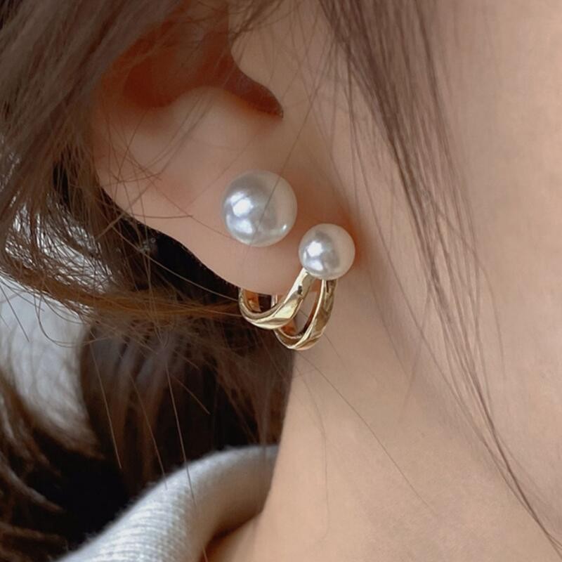Pearl Stud Earrings - เข็มเงิน 925 เกาหลีแฟชั่นต่างหูมุกสําหรับเครื่องประดับสตรี 2025 คริสตัลดอกไม้ผีเสื้อต่างหูของขวัญ