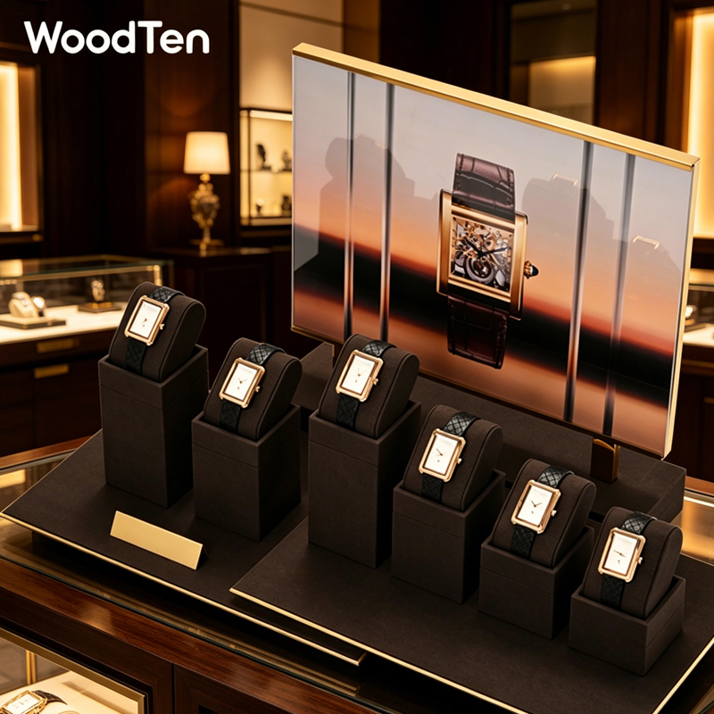 Jewelry Organizer Watches - แท่นวางนาฬิกาไมโครไฟเบอร์ WoodTen ที่วางนาฬิกาข้อมือ ที่จัดเก็บเครื่องประดับ แท่นโชว์นาฬิกาและเครื่องประดับ อุปกรณ์จัดแสดงนาฬิกา