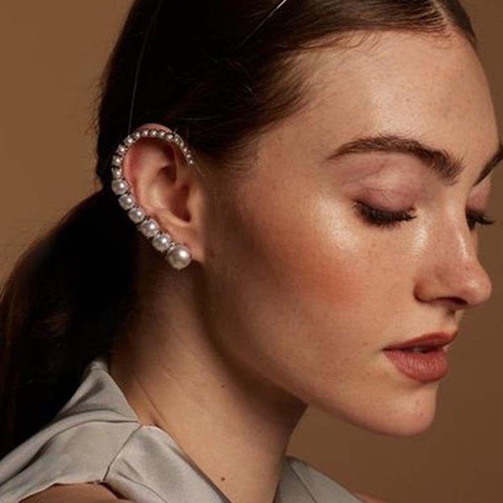 Pearl Stud Earrings - Stonefans คลิปหูไข่มุกแบบไม่ต้องเจาะ, เข็มขัดสไตล์วินเทจหรูหราเครื่องประดับแฟชั่นตัดหูเจ้าสาวต่างหูแบบหนีบสตั๊ด