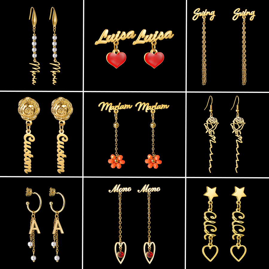 Pearl Stud Earrings - อ็อกซ์อัคซ์มีต่างหูชื่อที่กำหนดเองสแตนเลสสตีลส่วนบุคคลหลายสไตล์ลูกปัดสีสันเลียนแบบมุกดอกไม้ห้อยเครื่องประดับ