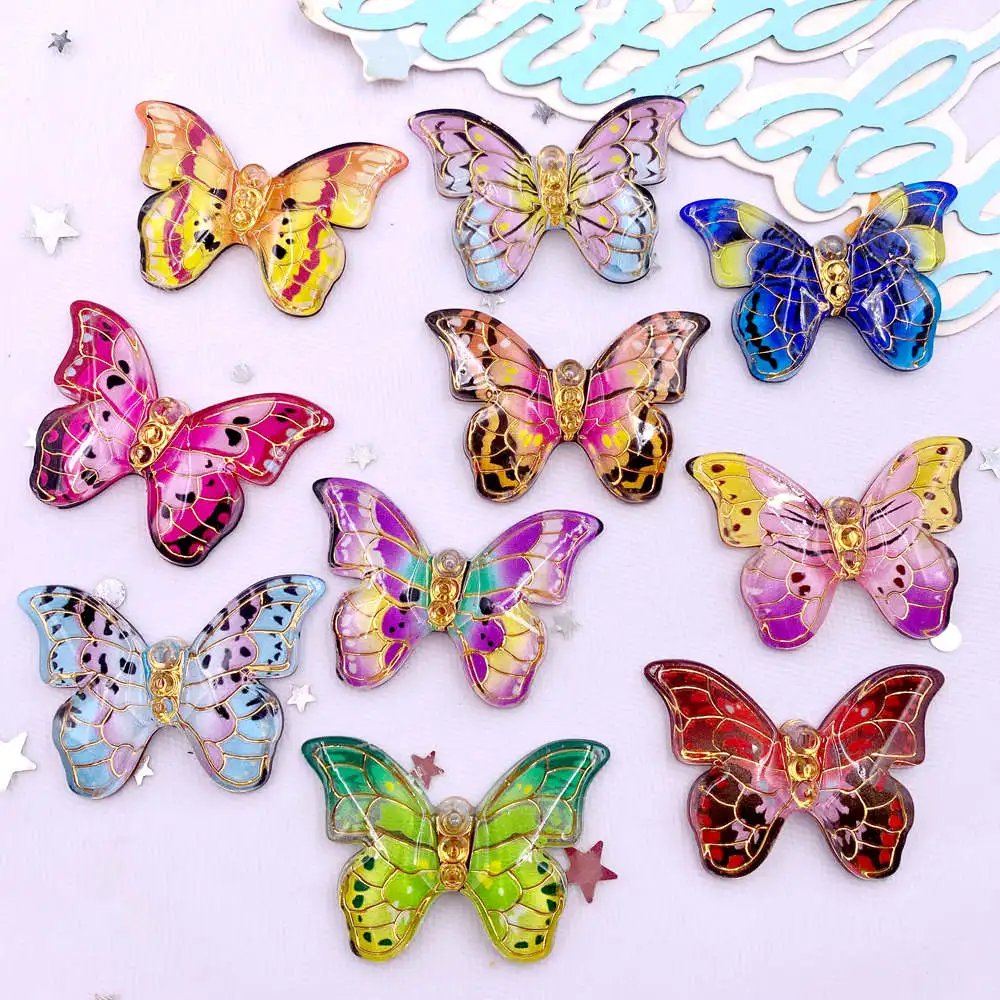 Paradise Jewelry & Watches Llc - 10pcs สีสันสวยงามตุ๊กตาผีเสื้อ Flatback Rhinestone 1 Charm