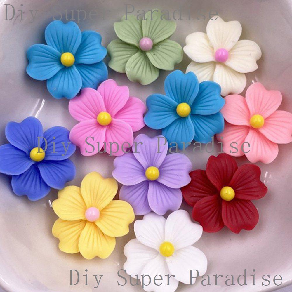 Paradise Jewelry & Watches Llc - 50 ชิ้นเรซิ่นที่มีสีสัน 16 มิลลิเมตรดอกไม้แบนหินตุ๊กตาสมุดภาพ DIY งานแต่งงานคริสต์มาสตกแต่งงานศิลปะเครื่องประดับหัตถกรรมอุปกรณ์เสริม