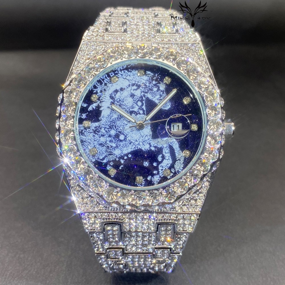 Jewelry Clasp Watches - นาฬิกาควอตซ์ผู้ชายฮิปฮอป MISSFOX รุ่นปี 2026 นาฬิกาข้อมืออัตโนมัติประดับเพชรแฟชั่น นาฬิกาปีมะโรงสำหรับผู้ชาย