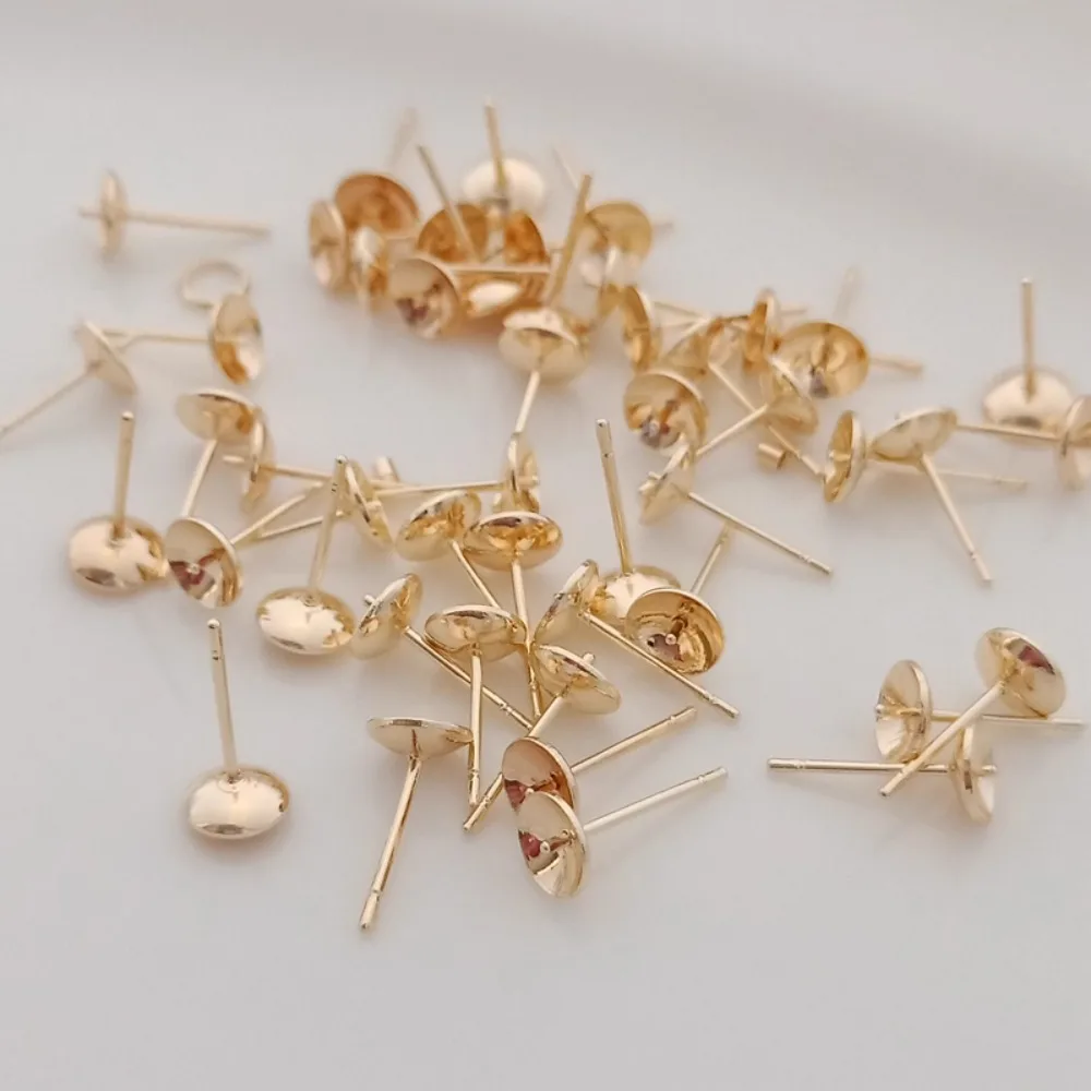 Pearl Stud Earrings - อุปกรณ์ตกแต่งลูกปัดชุบทอง 14K, ต่างหูแบบติดครึ่งรู, เข็มต่างหูมุก และต่างหูเป็นอุปกรณ์ตกแต่งทำมือทั้งหมด