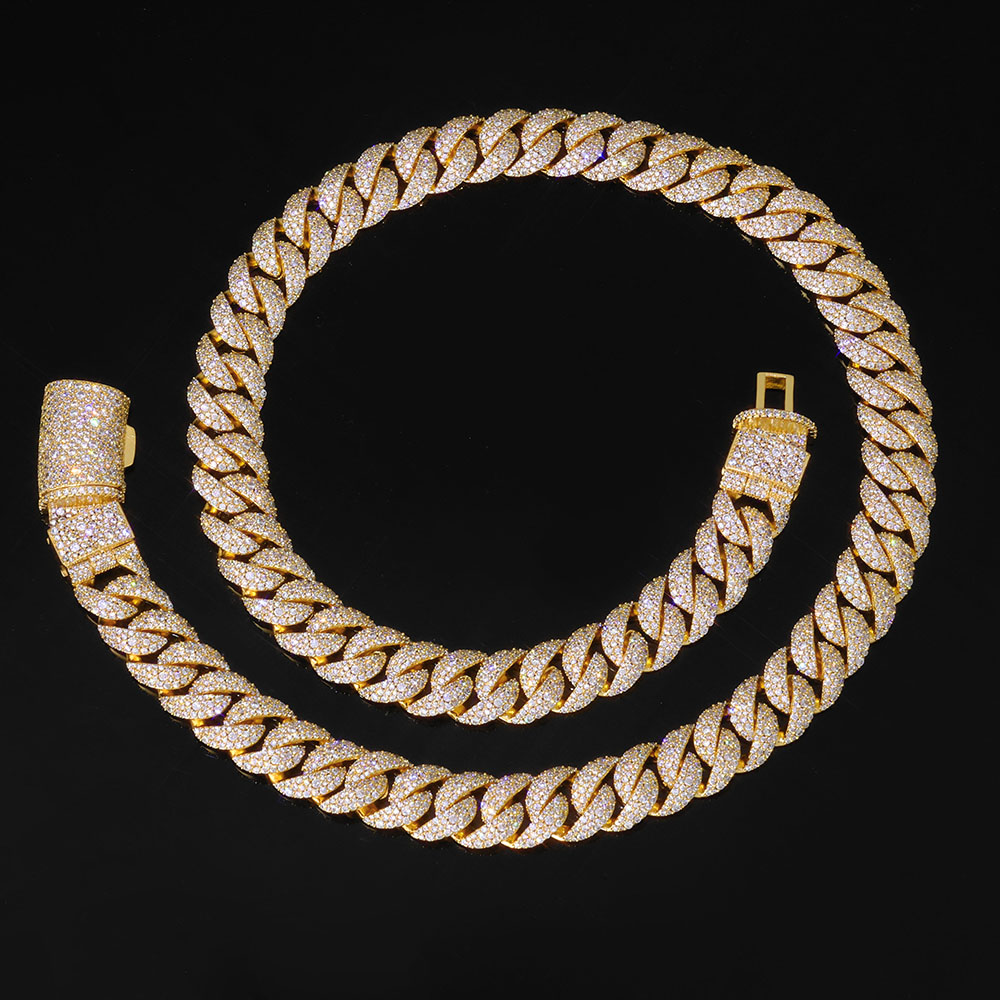 สร้อยคิวบาลิงค์ประดับเพชร 3 แถ - Hip Hop Chain Necklace บทวิจารณ์และราคา