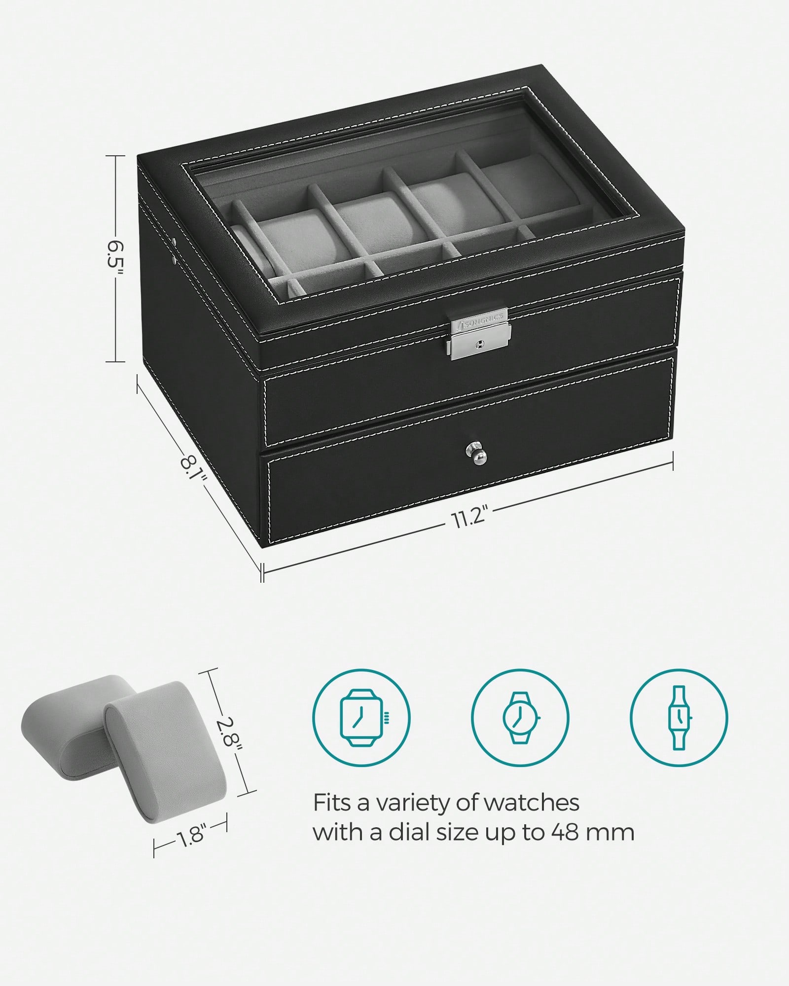 กล่องใส่นาฬิกา 20 ช่อง พร้อมฝา - Jewelry Organizer Watches บทวิจารณ์และราคา