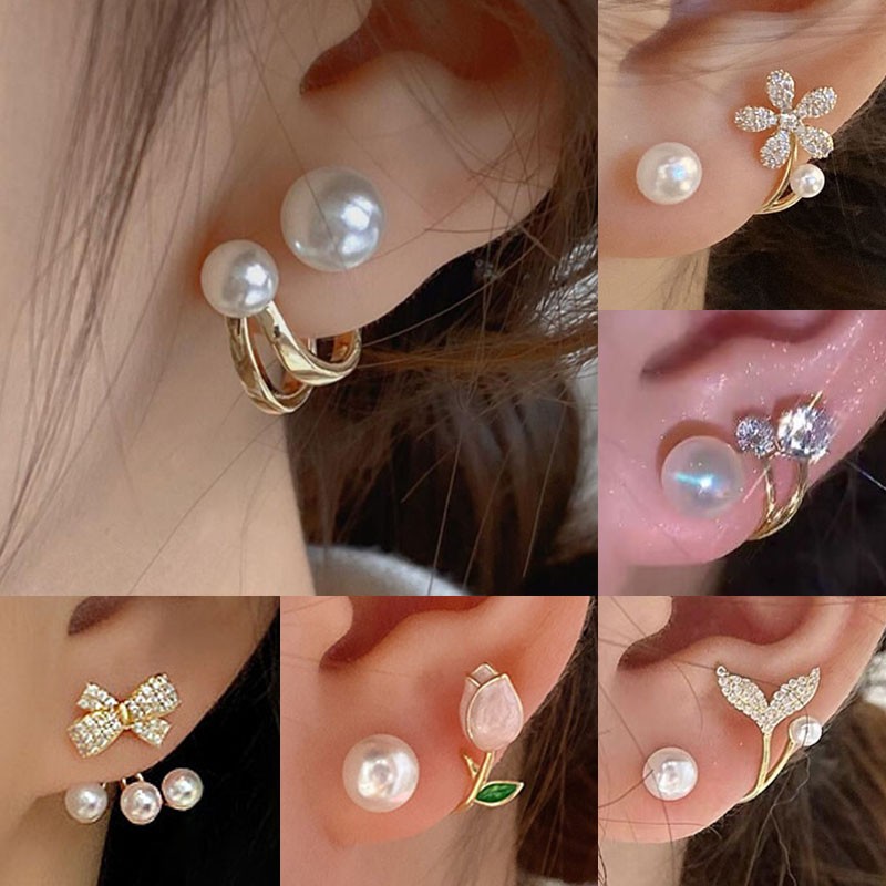 เข็มเงิน 925 เกาหลีแฟชั่นต่างห - Pearl Stud Earrings บทวิจารณ์และราคา