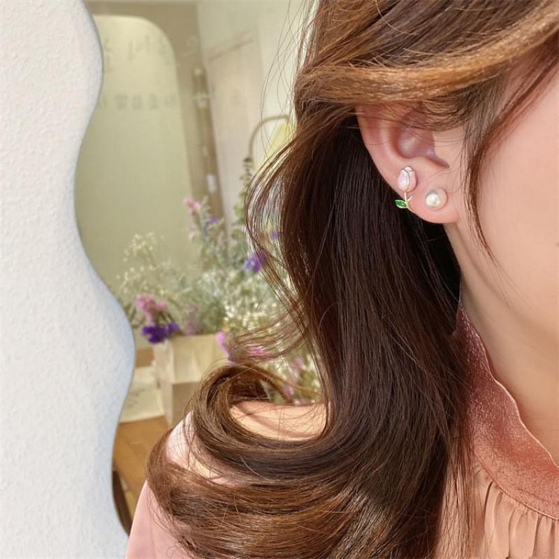 เข็มเงิน 925 เกาหลีแฟชั่นต่างห - Pearl Stud Earrings บทวิจารณ์และราคา