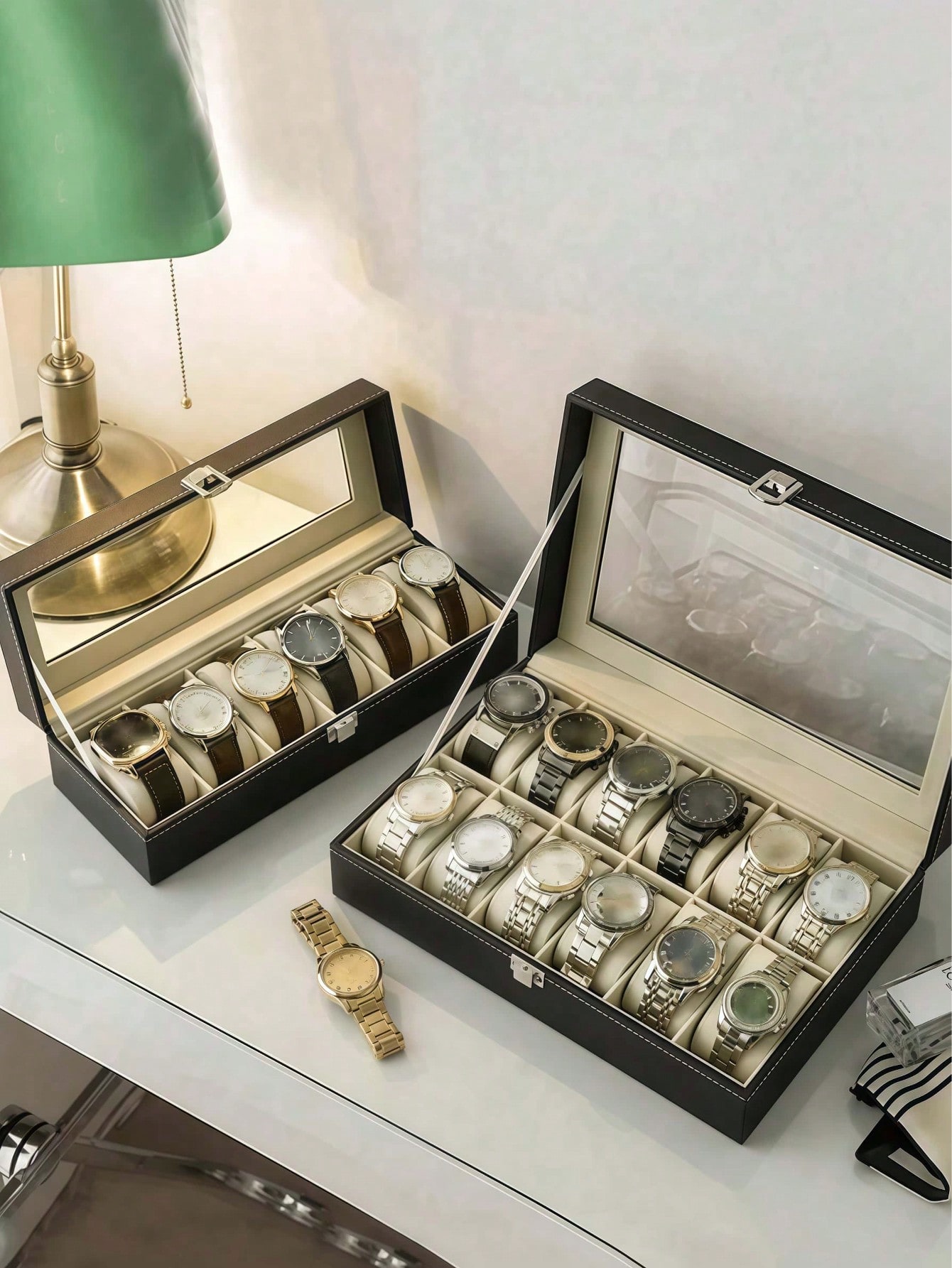 กล่องใส่นาฬิกาหนังพร้อมกุญแจล็ - Jewelry Organizer Watches บทวิจารณ์และราคา