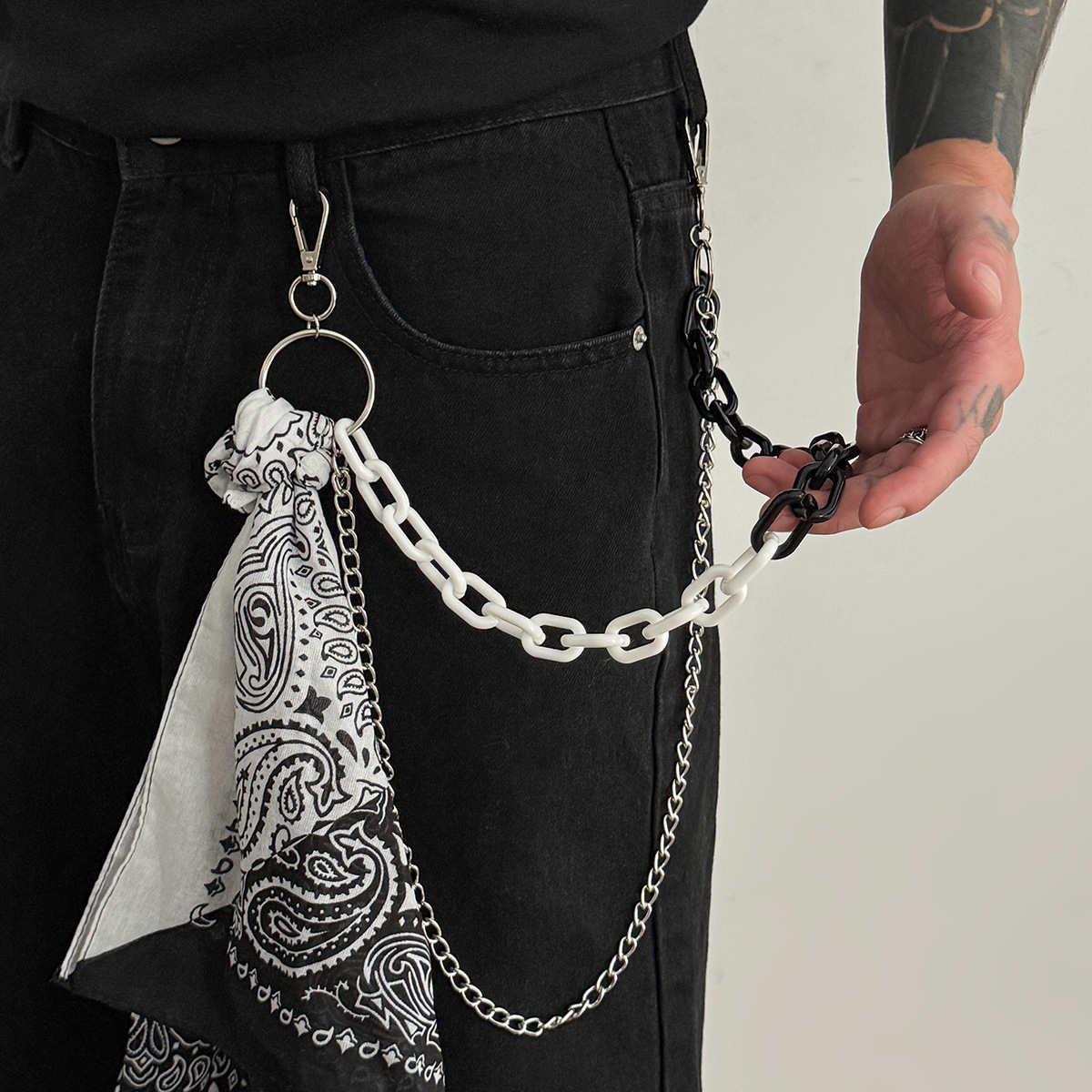 โซ่คล้องกางเกงลายเพสลีย์ สีดำข - Hip Hop Chain Necklace บทวิจารณ์และราคา