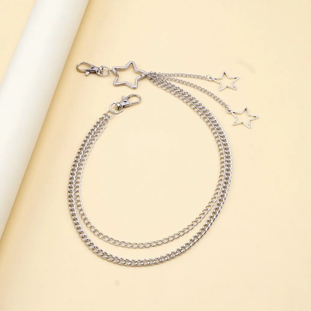 Charm เงินสีสแตนเลส Hollow Sta - Hip Hop Chain Necklace บทวิจารณ์และราคา