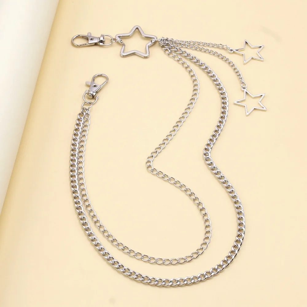 Charm เงินสีสแตนเลส Hollow Sta - Hip Hop Chain Necklace บทวิจารณ์และราคา