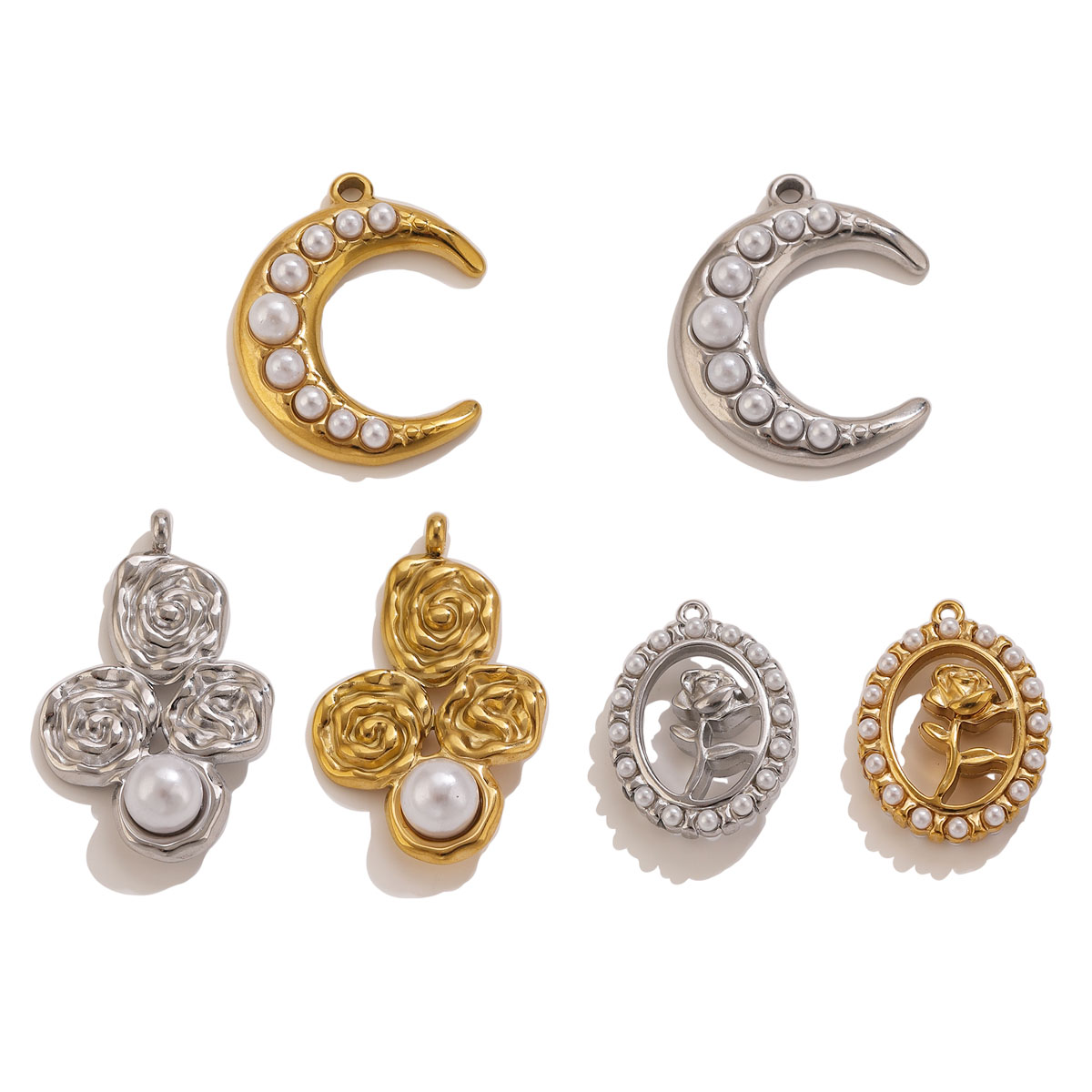 จี้รูปพระจันทร์และดอกกุหลาบประ - Pearl Stud Earrings บทวิจารณ์และราคา