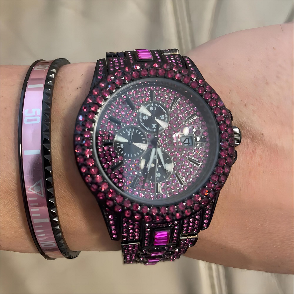 ร้อนขายน้ําแข็งสีแดงนาฬิกาสําห - Jewelry Clasp Watches บทวิจารณ์และราคา