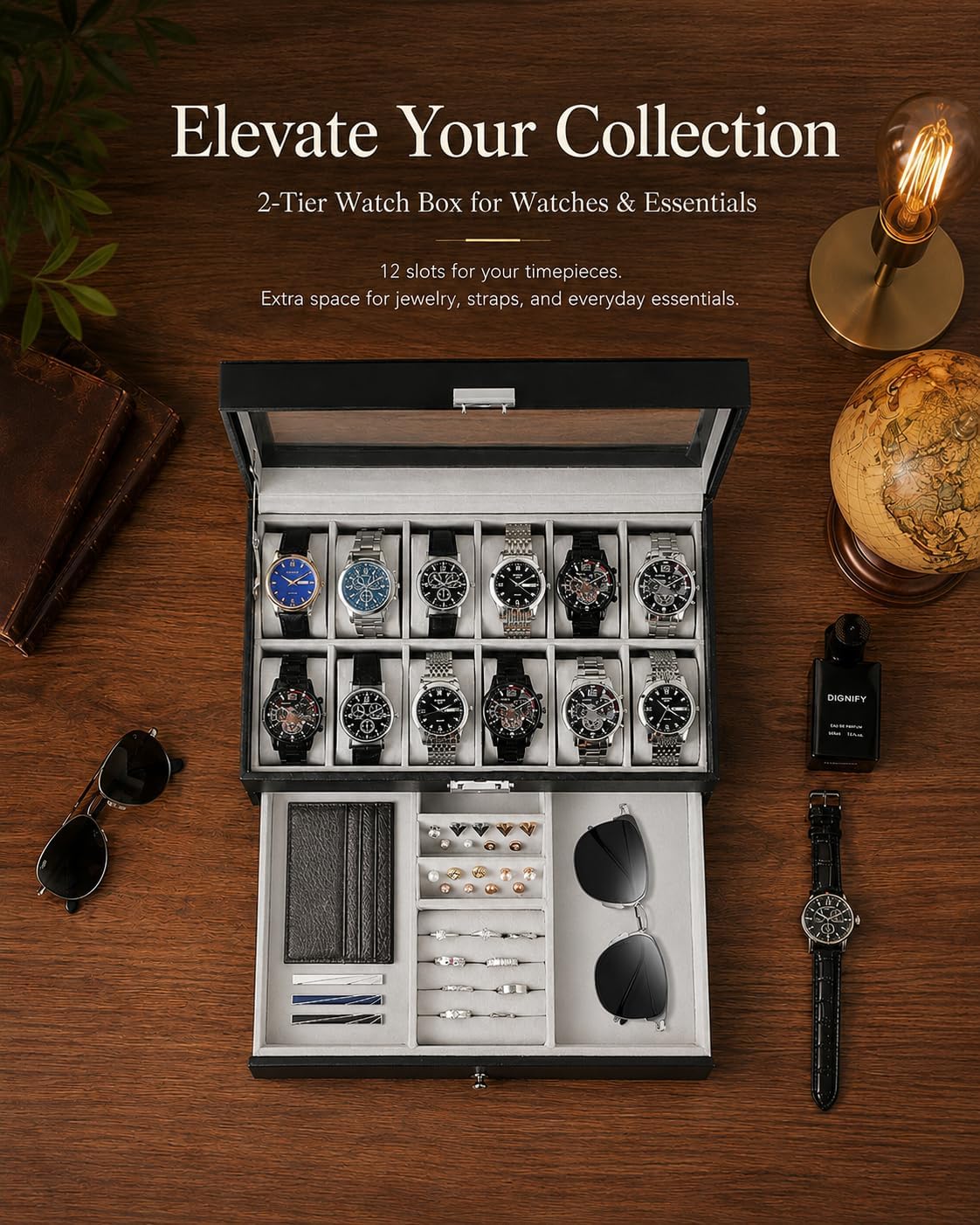 กล่องเก็บนาฬิกาสำหรับผู้ชาย ขอ - Jewelry Organizer Watches บทวิจารณ์และราคา