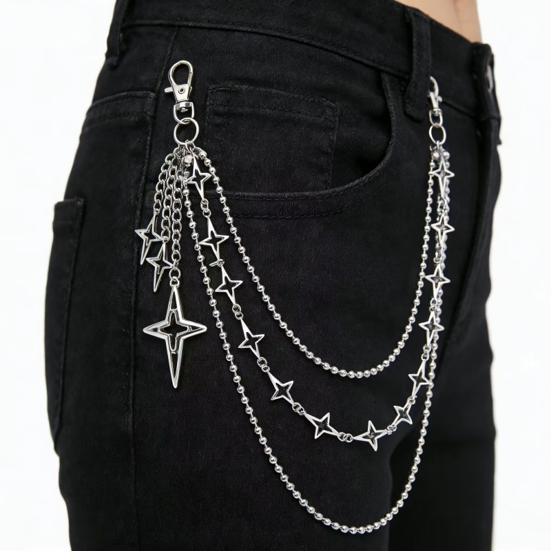 สร้อยคาดเอวแบบหลายชั้นลายดาวสไ - Hip Hop Chain Necklace บทวิจารณ์และราคา