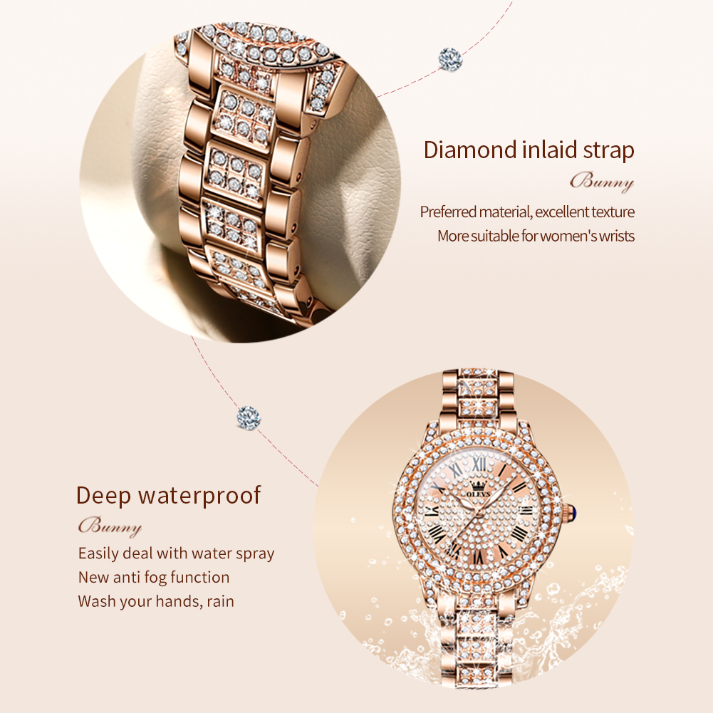 OLEVS 9943 หรูหราเพชร Original - Jewelry Diamond Watches บทวิจารณ์และราคา
