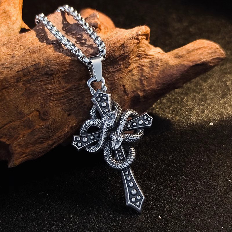 สร้อยคอจี้รูปกางเขนลายงูพันสอง - Hip Hop Chain Necklace บทวิจารณ์และราคา